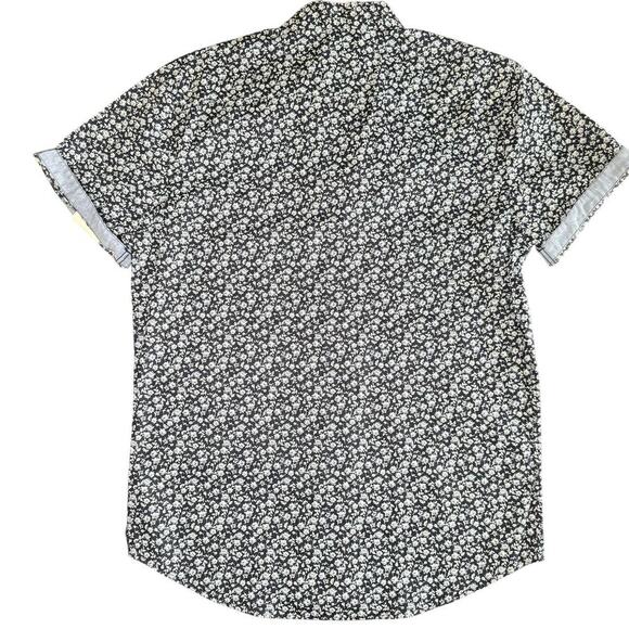 New Craft+Flow Mens Medium Short Sleeve Button Shirt Navy Blue Floral Beachy - Picture 3 of 6